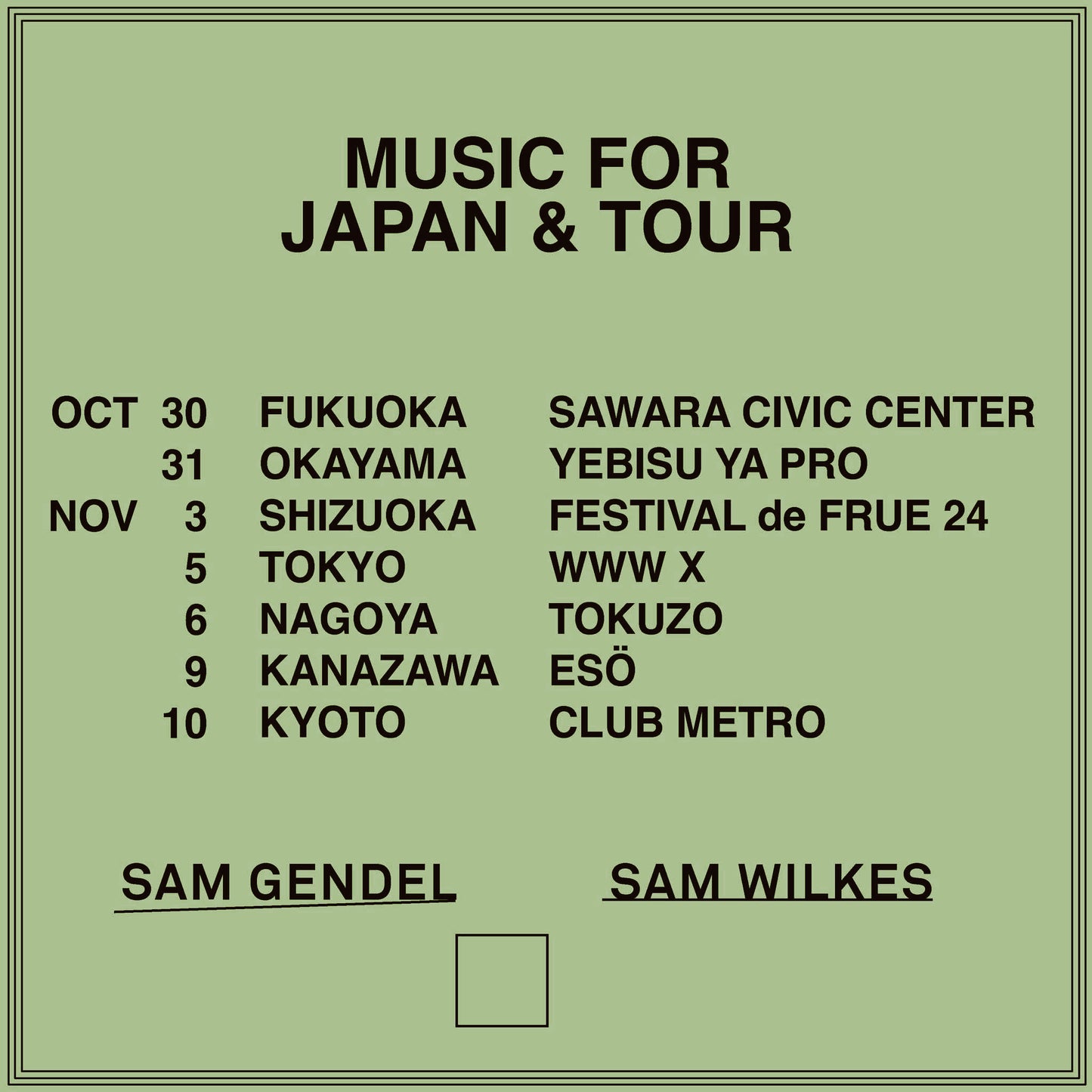 [E-Ticket] Sam Gendel &amp; Sam Wilkes Nagoya TOKUZO